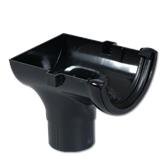 Half-Round Gutter Run Outlet Stop End (Black)